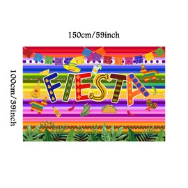 ZERODECO Party Decorations - Mexican Theme Party Backdrop, Plastic Table Cover, Multicolor Paper Pompoms, Festival Theme Swirls for Fiesta Mexicana Cinco De Mayo Luau Event Birthday Party Supplies