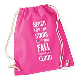 Hippowarehouse Reach For The Stars So If You Fall You Land On A Cloud Drawstring Cotton School Gym Bag 37cm x 46cm, 12 litres