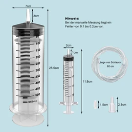 Syringe 500 ml, bubble syringe, plastic syringe, dosing syringe for brake bleeder, feed syringe, marinating syringe and suction syringe with hose (500 ml)