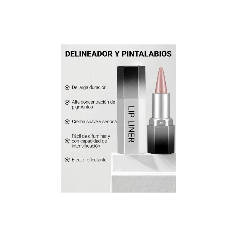 Erinde 2PCS Delineadores de Labios con Brillo, Fáciles de Aplicar,