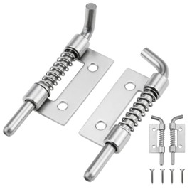 Spring Loaded Latch Pin(2Pcs Left + 2Pcs Right), 304 Stainless Steel Flat Pin Spring Latch Movable Spring Hinge with Screws for Doors/Cabinets/Chests