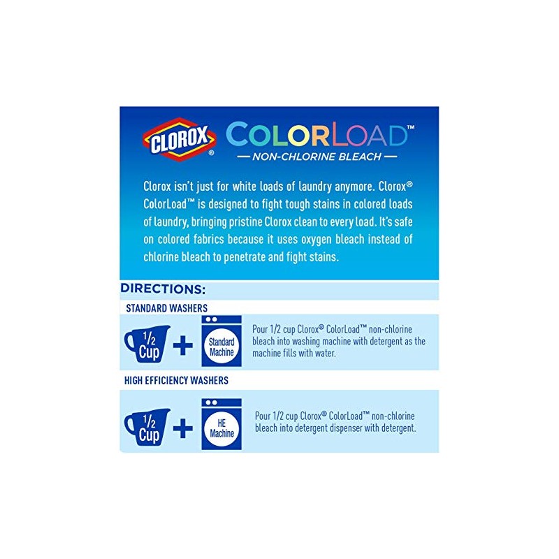 Clorox ColorLoad Non-Chlorine Bleach, 60 Ounce Bottle, Pack of 2,