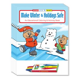 ZOCO - Make Winters & Holidays Safe - Coloring Books (50 Bulk Pack, With Crayons) - Stocking Stuffers, Toys, Holiday, Christmas Party Favors, Puzzles, Word Search, Activities for Kids