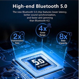 Wireless Bluetooth 5.0 Earphones, Foldable Sport Headset with Mic, Stereo Headphones MP3 (Black)