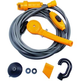 Car Shower Adjustable Water Volume Portable Outdoor Shower for Pet Vegetable Washing Camping DC 12V Yellow