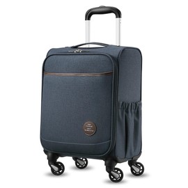 YOETEY Small Carry On Luggage with Wheels, 16 Inch Lightweight Luggage with Front Opening, Soft Sided Rolling Travel Suitcase (Blue)