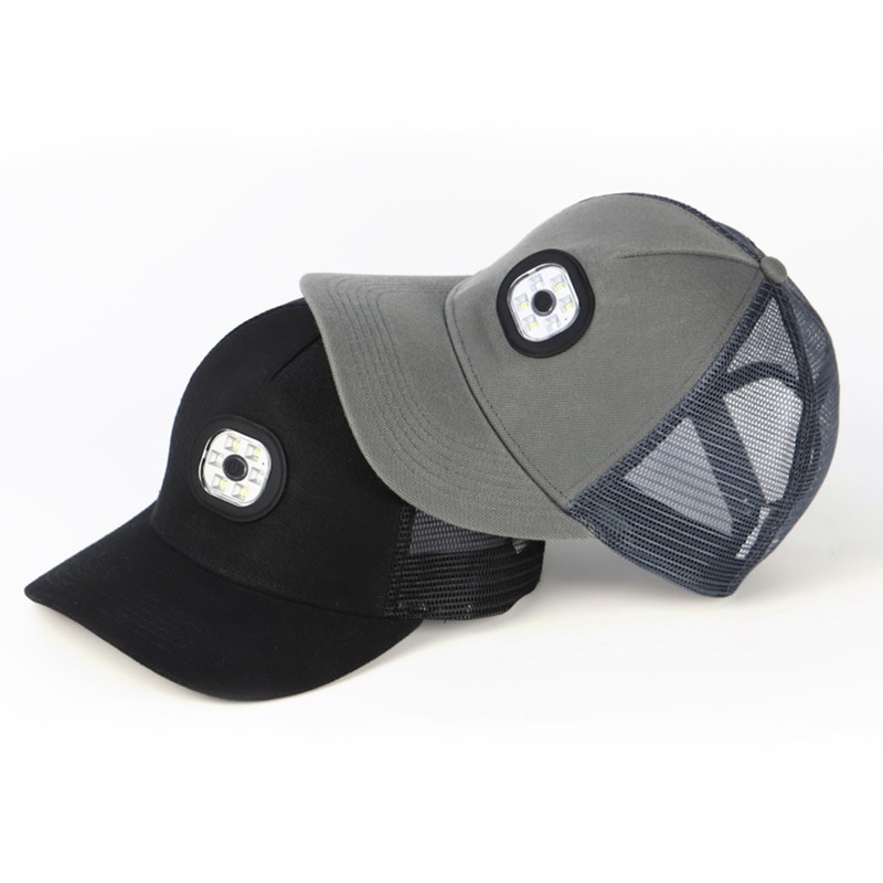 LED Baseball Cap Rechargeable Headlamp Hat Summer Breathable Adjustable Hat