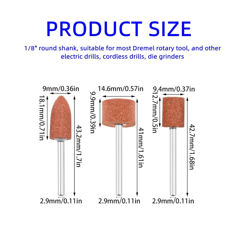 dophee 60Pcs/Set Aluminium Oxide Mounted Grinding Stone Sanding Drill Bits