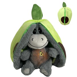 KUWUNG Atmendes Kuscheltier Esel, Herzschlag Plüsch Esel mit Atmung, Musik und Lichtern, Weiches Erdbeer Avocado Plüschtier Puppe, Kuscheltier Atmet Esel zum Linderung Angstzuständen 32 cm