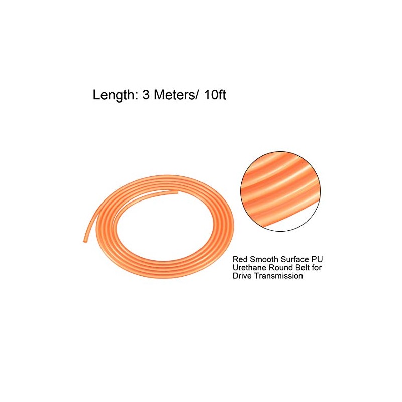 sourcing map 10ft 3mm PU Transmission Round Belt High-Performance Urethane