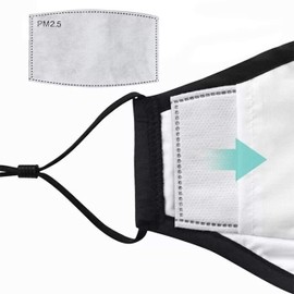 HABAC STUDIO Face Masks 100% Cotton Pack of 5 +10 PCS PM 2.5 FILTERS Anti-dust Mouth BLACK FACE MASKs WASHABLE UK REUSABLE FACE MASK Protect 4-Layer Unisex FACE MASK WASHABLE UK