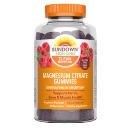 Sundown Magnesium Citrate Gummies, Raspberry Flavored, 60 Count
