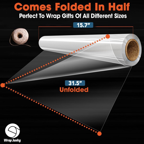 Premium 3mm Thick Clear Cellophane Wrap Roll | 31.5” x