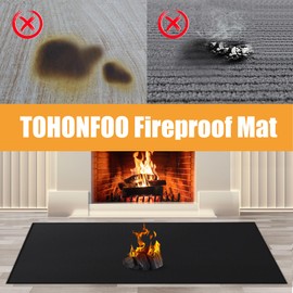TOHONFOO Hearth Rugs for Fireplaces Fire Resistant, 42 x 24 inches Fireproof Fireplace Mat Hearth Area Rug, Fire Retardant Hearth Pad for Wood Stove Fireplace Indoor & Outdoor - Black