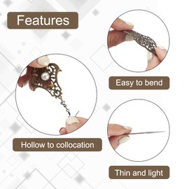 PandaHall 120pcs/Box Filigree Wrap Connector Antique Bronze Left Wrap Connectors Charms Pendant for Jewellery Making, Iron