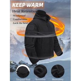 TACVASEN Mens Tactical Hoodies Coats Warm Jacket for Men Fleece Tactical Jacket Hiking Jacket Tactical Windproof Jacket