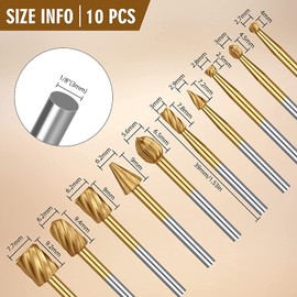 EEEKit 20PCS HSS Router Bit Set, Titanium Coated 10Pcs Router Carbide Engraving Bits & 10Pcs Wood Router Bit with 1/8 Inch Shank Fit for Dremel Rotary Tool Accessories DIY Woodworking Carving