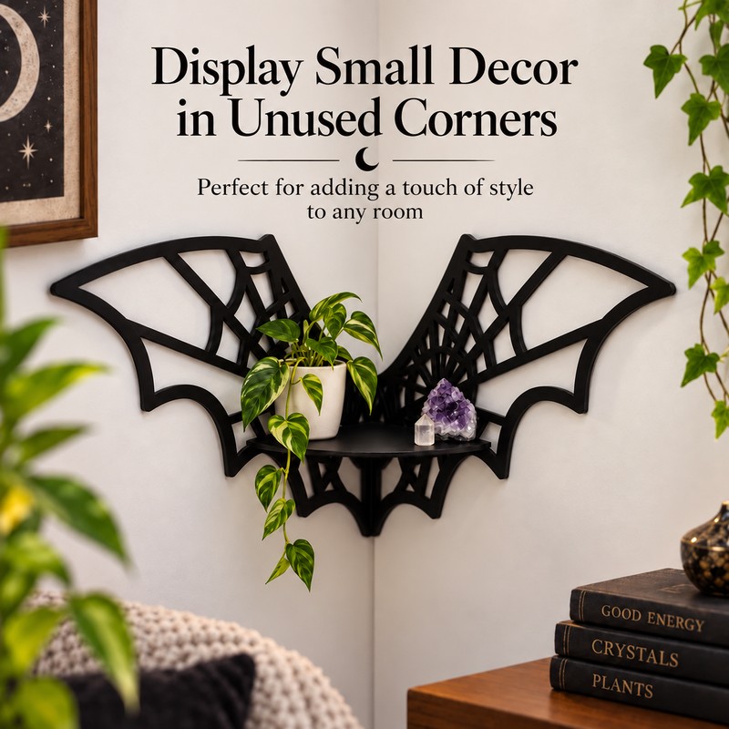 Wooden Bat Corner Shelf for Home Decor – Hollow Wall