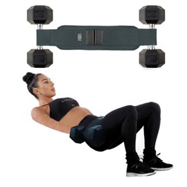 Hip Thrust Belt by SEWD - Use Any Weight to do Lunges, Glute Bridges, Dips and Booty Workouts – Easy to Set Up with Dumbbells for At Home Hip Thrust Use. Reinforced Lightweight Dumbbell Belt for Home Gym-Gray