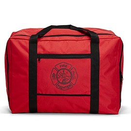 LINE2design Firefighter Turnout Gear Bag with Front Pocket & Maltese Cross logo - Water Resistant Outer Fabric - Red
