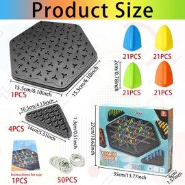 Game Rubber Bands, Multiplayer Game with Rubber Bands Triangle, Chains Triangle Chess Game, Hand Eye Coordination, Puzzle Challenge, Board Game for 3-4 Players