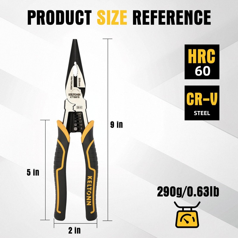 Fancytool Multi-Function Needle Nose Pliers with Cutting, Stripping, Crimping and