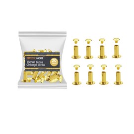 Performore - 20 Pack of Chicago Screw Post Binding Screws, 10mm Brass Plated Metal Screw Posts for Scrapbooking, Photo Albums, Binding Leather Repair