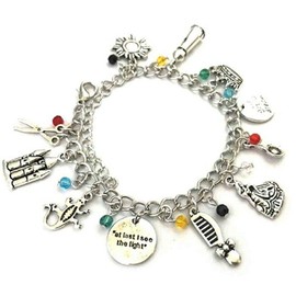 Princess Rapunzel Themed Multicharm Metal Charm Bracelet