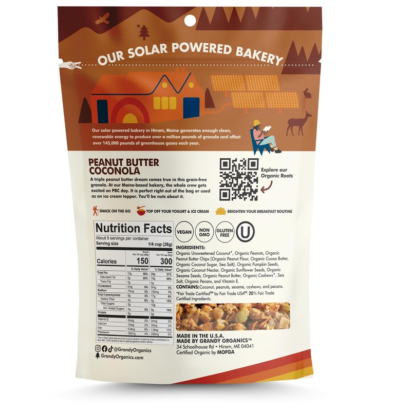 Grandy Organics Organic Peanut Butter Coconola, 9 OZ