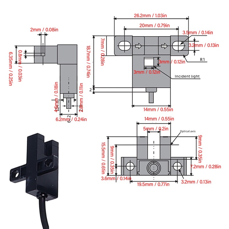 5Pcs Photoelectric Switch Sensor U Shaped Slot Photoelectric Switch Accessory
