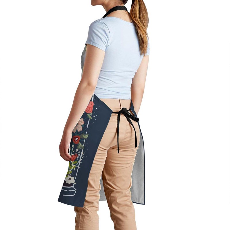 Smooffly Unicorn Floral Moon Apron,Adjustable Neck Bib Apron for Men
