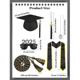 SOMSOC Matte Graduation Cap and Gown Tassel Stole Set 2025 for High School and College with Honor Cord Glasses Photo Charm