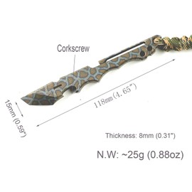 Titanium Crowbar Corkscrew Outdoor Survival EDC Multi-function Tool Crowbar with Pocket Clip by Fanycs(burnt titanium blue)