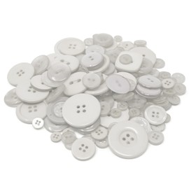 Weiße Knöpfe, 100 Gramm, Beutel mit gemischten Knöpfen aus Acryl und Harz, für Karten und Verzierungen, von Wedding Touches