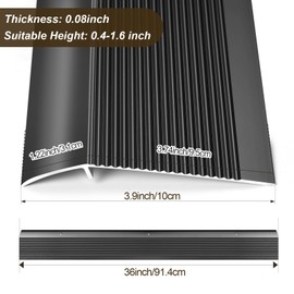 Heneymo Aluminum Floor Transition Strip, Door Thresholds Bridge The Height from 0.4″to 1.6″, for Wood, Tile, Carpet Laminate, Vinyl, Concrete, Size 36″×3.9″×0.35″ (Black)