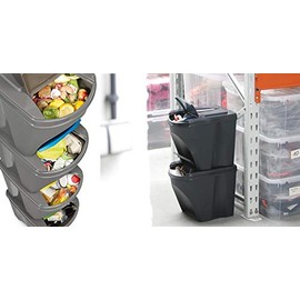 rg-vertrieb Rubbish Bin Waste Separation System 100 L - 4 x 25 L Container Sorti Box Waste Sorter 3 Colours (White)