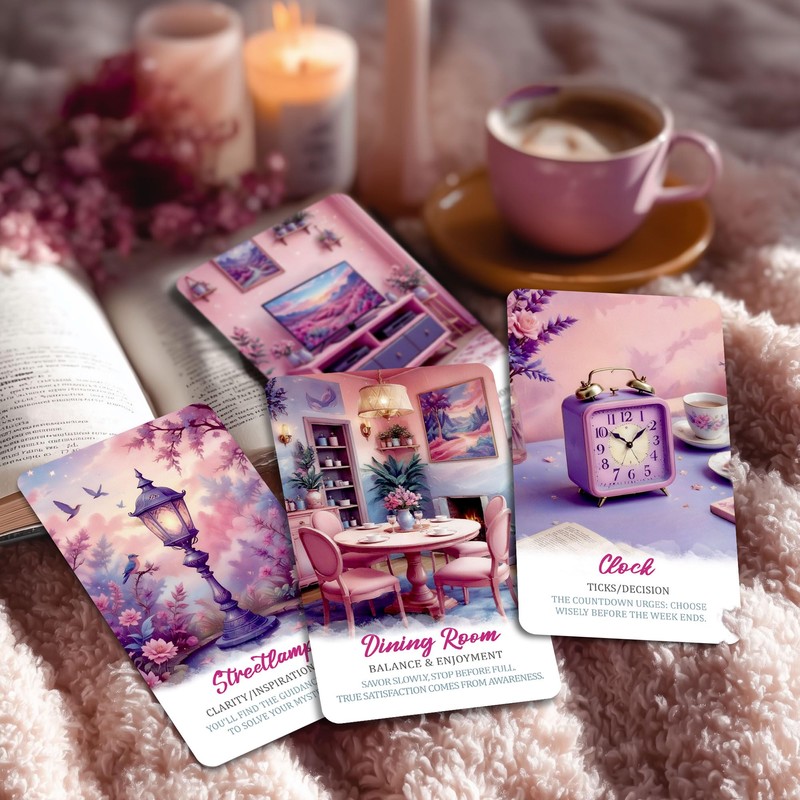 PERBDEAL Dreamy Home Fortune Reading Oracle Card, Premium Pink Foil