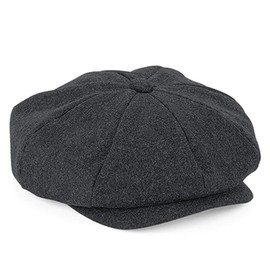 noTrash2003 Men's Flat Cap Melton Wool Baker Boy Cap Peaked Hat Wool Cap Hat for Men and Women in Two Sizes, Charcoal marl
