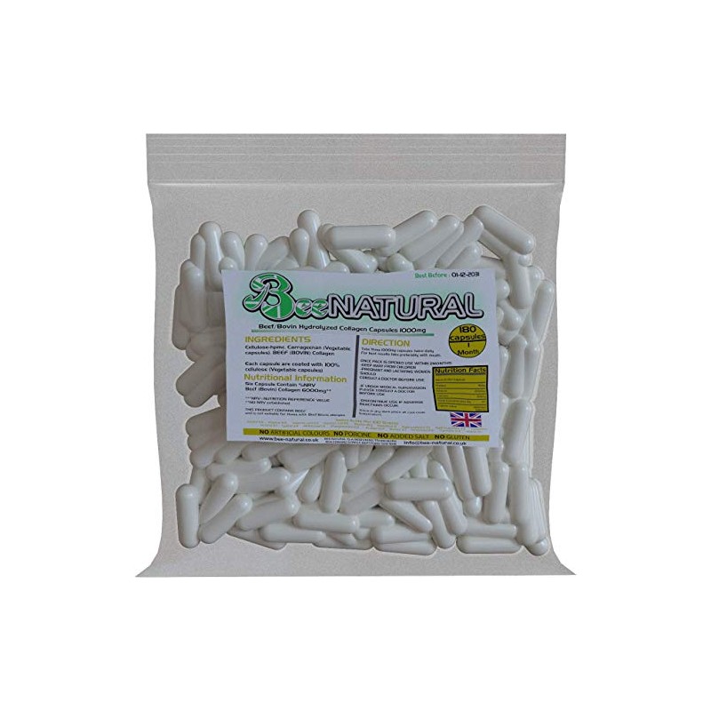 Bee-natural Kosher 180 Fresh Beef Bovin Hydrolyzed Collagen 1000mg (1