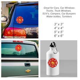 Fire Dept Maltese Cross Shaped Sticker - Red Yellow Firefighter, First Responder Stickers Helmet Car (3" x 3" (2 Pack))