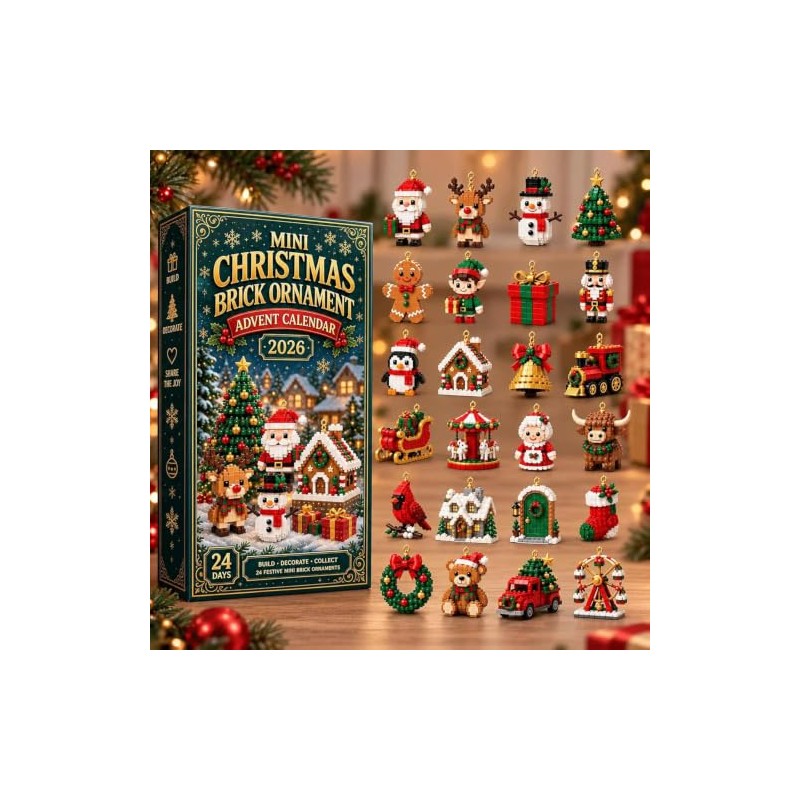 24-Day Mini Christmas Brick Ornament Advent Calendar, Divertidos Sets de