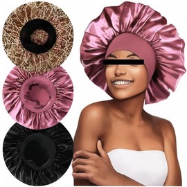 for Women 3 Pack Sleeping Satin Bonnets - Large Size Hair Bonnets for Braids, Curly Hair, and More