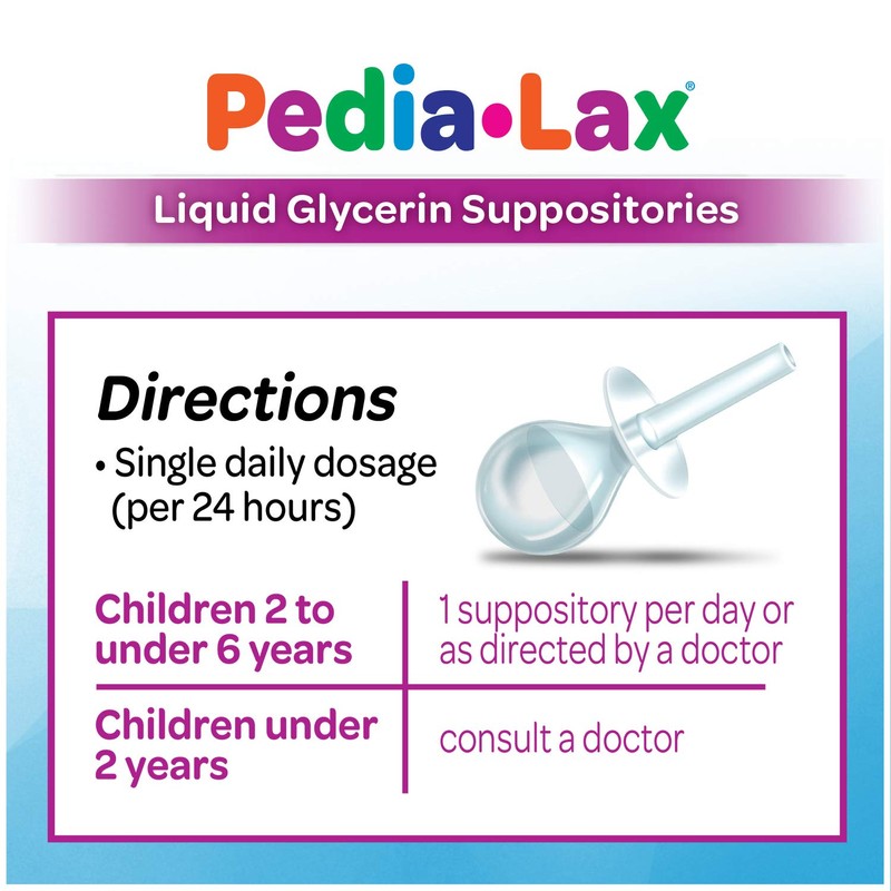 Pedia-Lax Laxative Liquid Glycerin Suppositories for Kids, Ages 2-5, 6