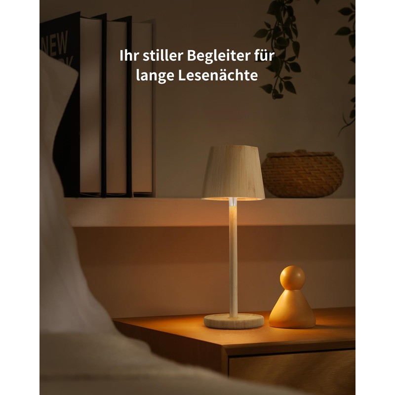 LuminexDesigns Bamboo LED Table Lamp Wireless Dimmable Lamp 3000K/4000K/6000K 5200mAh