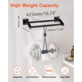 Alise Double Bath Towel Bars Towel Racks for Bathroom,Wall Mount Towel Holder Heavy Duty 16-Inch Towel Hanger Rail,GK9400-B SUS304 Stainless Steel Matte Black