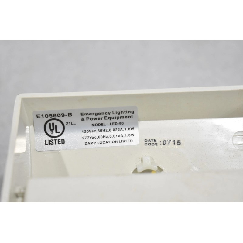 EXITRONIX LED-90 LED EMERGENCY LIGHT, WHITE THERMOPLASTIC, 120/277V, 60HZ