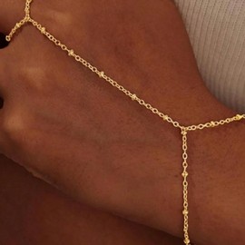 Hand Chain for Women Ring Bracelet Hand Chain Dainty Gold Finger Ring Slave Bracelet Zircon Hands Jewelry Gifts Trendy Stuff 2025