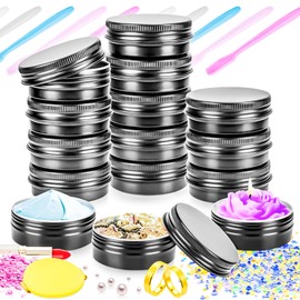 MotBach 12 Pack 2oz Tin Jars, 60ml Metal Tin cans, 2ounce Aluminum tin can jar Containers with Screw Lid for Lotion Bars, Balms, Salve, Spices, Beard Balm, Toiletries, Creams, Samples, Makeup Cosmetic