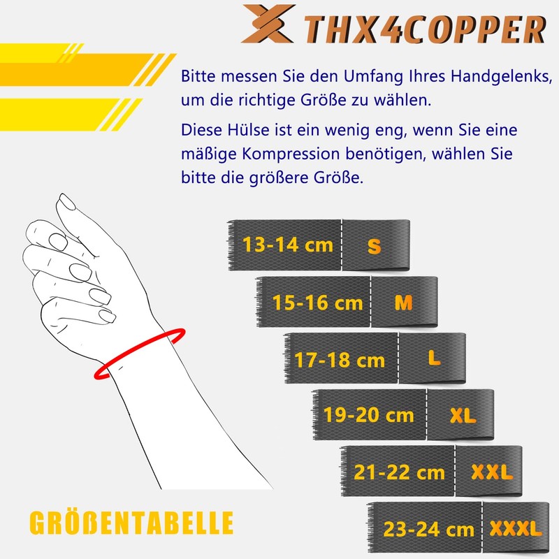 Thx4COPPER Compression Wrist Cuff Copper Infused Wrist Support for Men