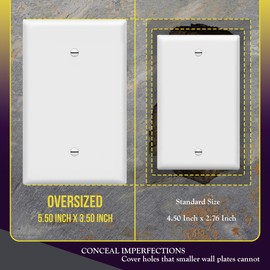ENERLITES Blank Device Wall Plate, Jumbo Blank Covers, Over-Size 1-Gang 5.5" x 3.5", Unbreakable Polycarbonate Thermoplastic, 8801O-W, White